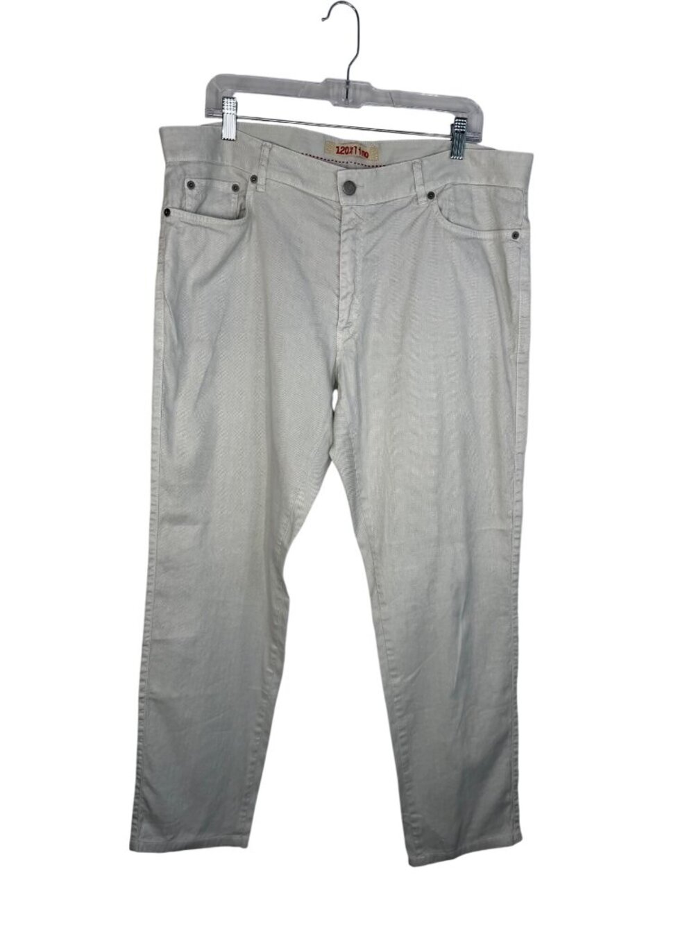 120% Lino Slim Fit Pants Linen Blend in Pale Gray Size 38